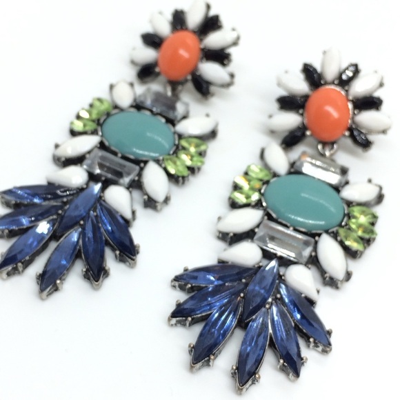 3/$30 COLORFUL STATEMENT RHINESTONE EARRINGS MULTICOLOR CLUSTER LONG PARTY - Picture 10 of 12
